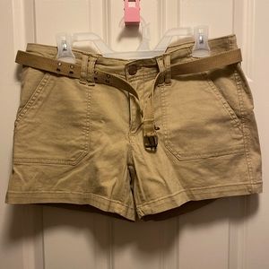 Faded Glory Khaki Shorts with belt NWOT size 12